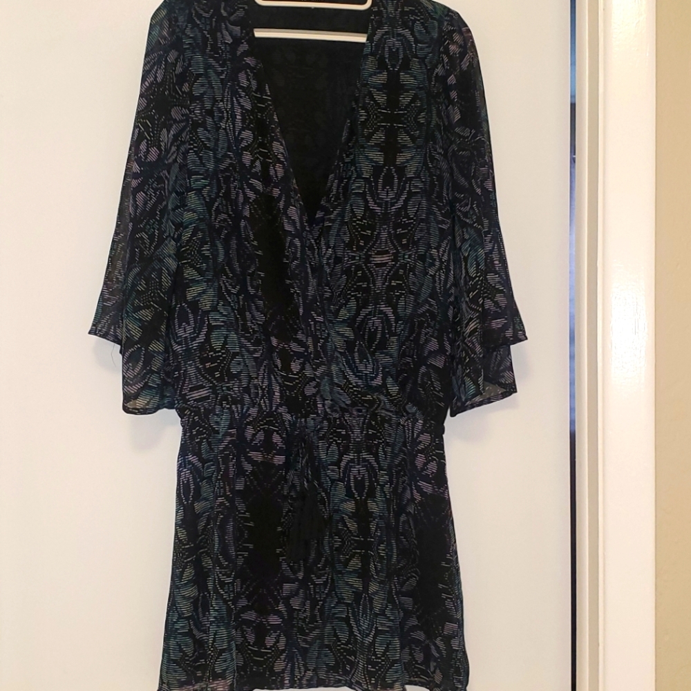 Olivaceous Navy, teal & lavender boho dress